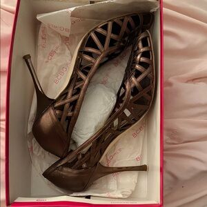 BCBGirls Women's Strappy Brown metallic, 4 inch Heels from nordstom